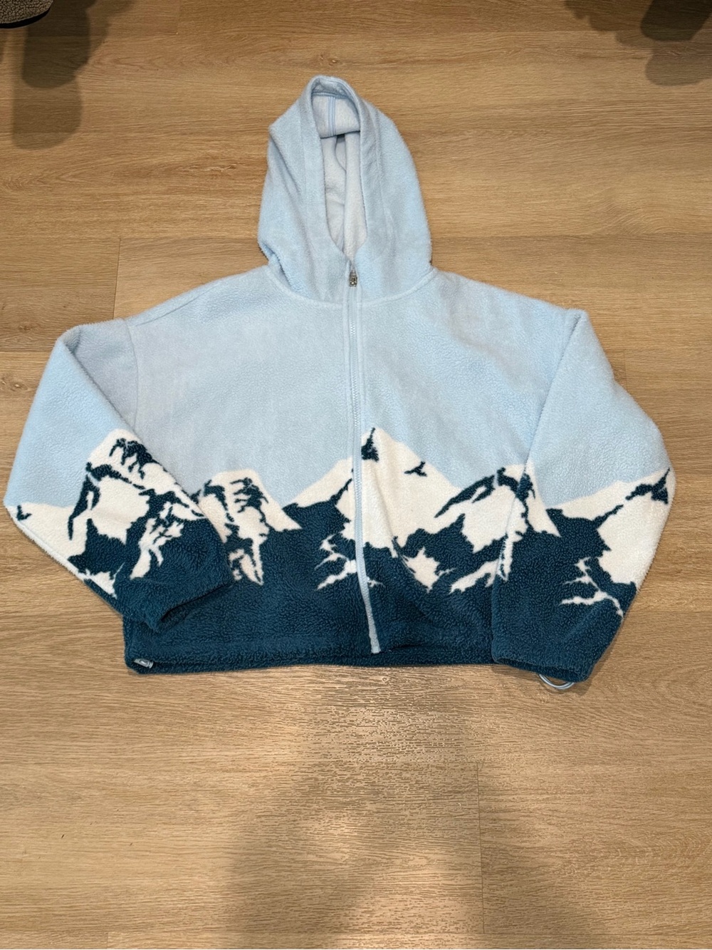 Thread & Supply Light Blue and Navy Mountain Zip Hoodie